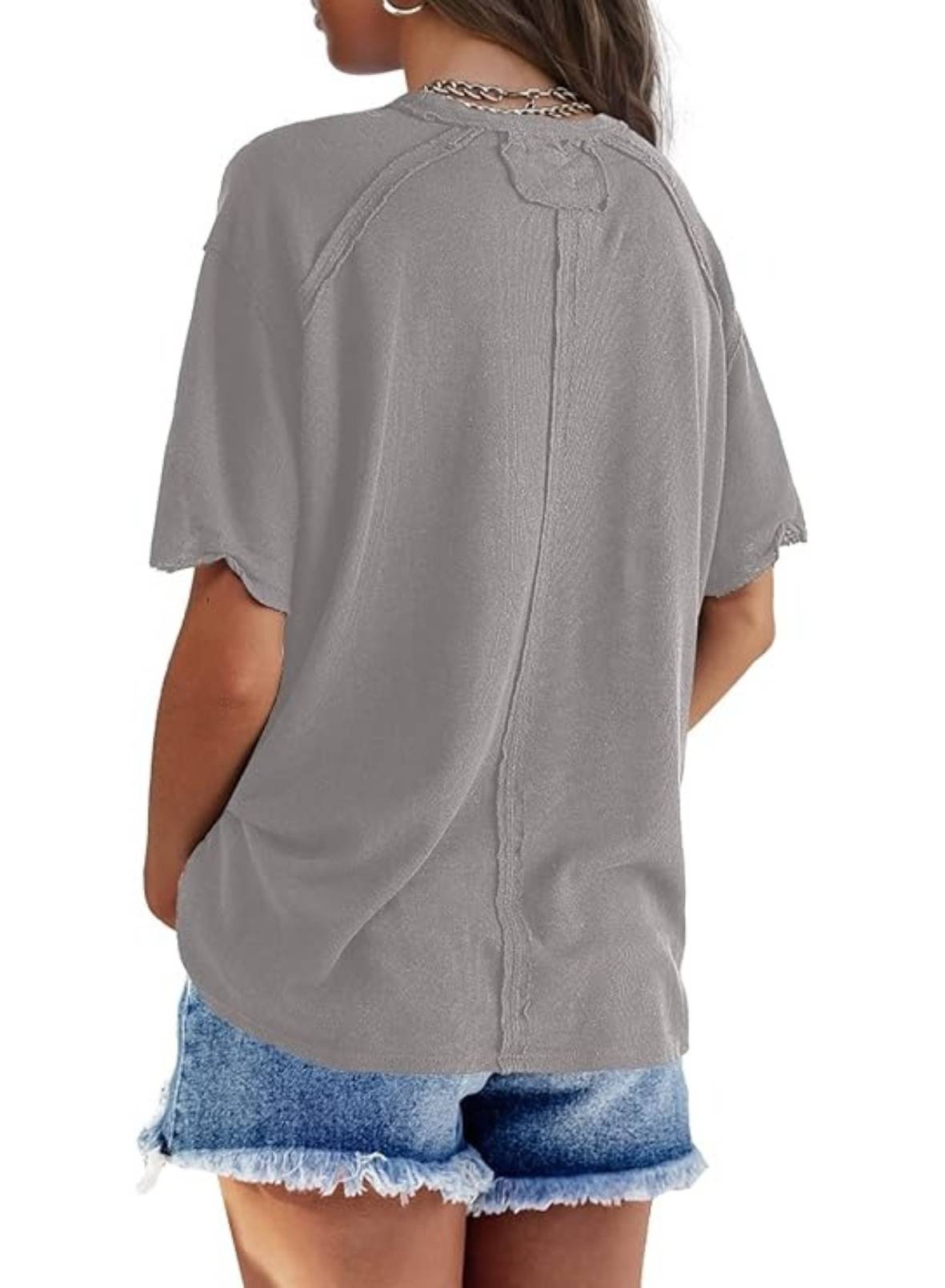 Womens Oversized Crewneck Short Sleeve T Shirts Tops