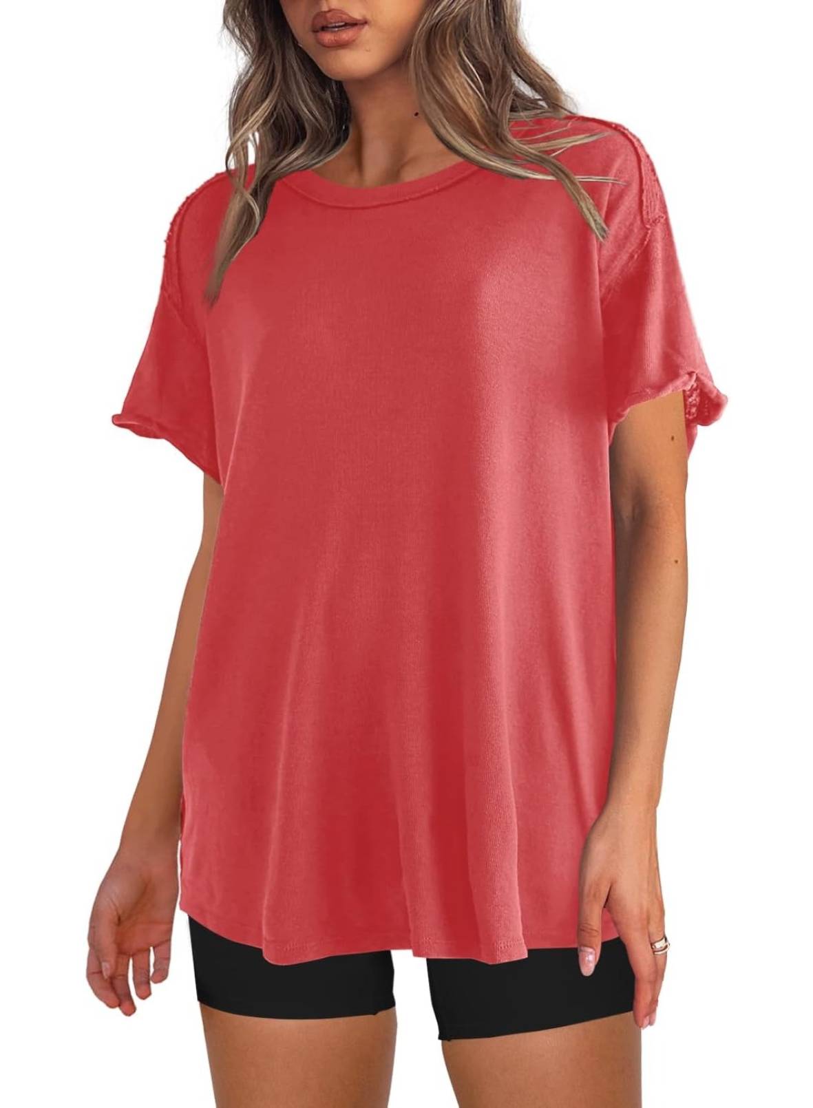 Womens Oversized Crewneck Short Sleeve T Shirts Tops
