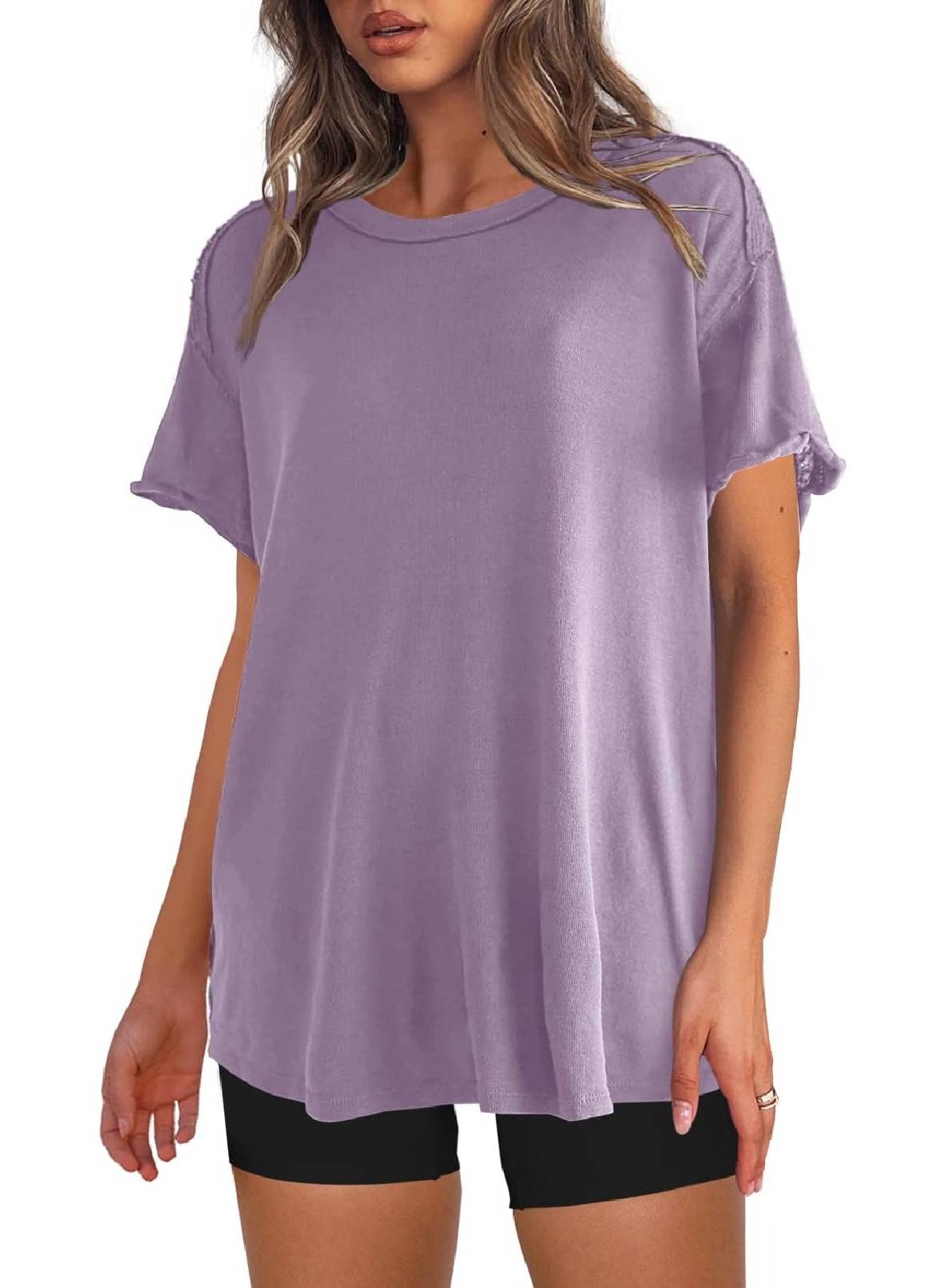Womens Oversized Crewneck Short Sleeve T Shirts Tops