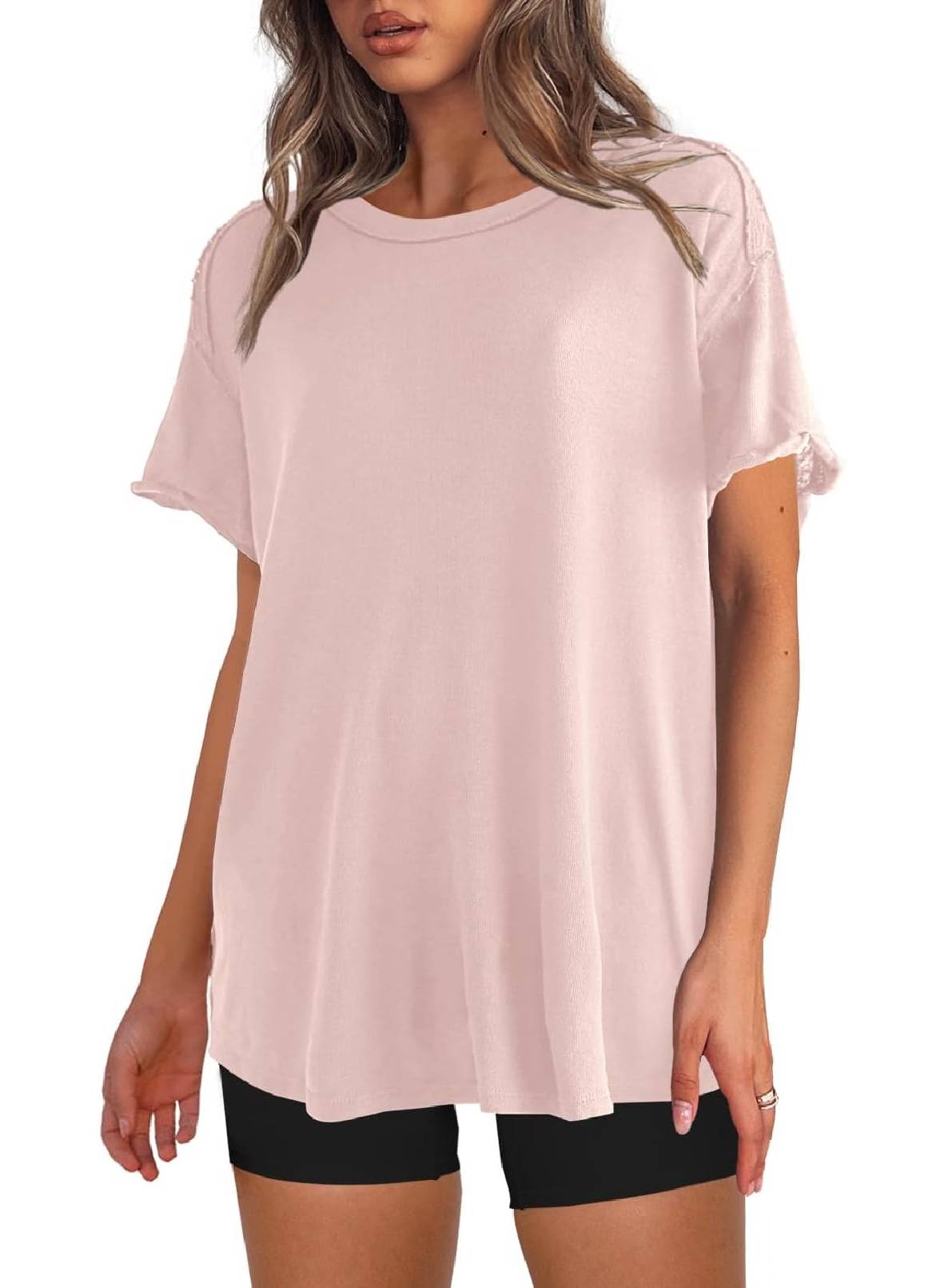 Womens Oversized Crewneck Short Sleeve T Shirts Tops