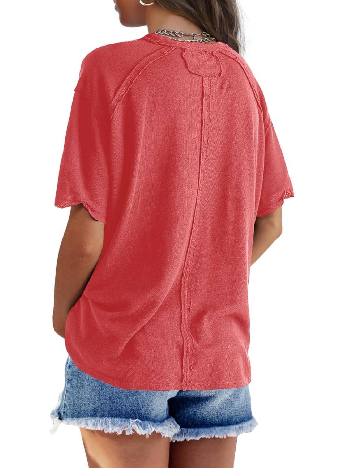 Womens Oversized Crewneck Short Sleeve T Shirts Tops