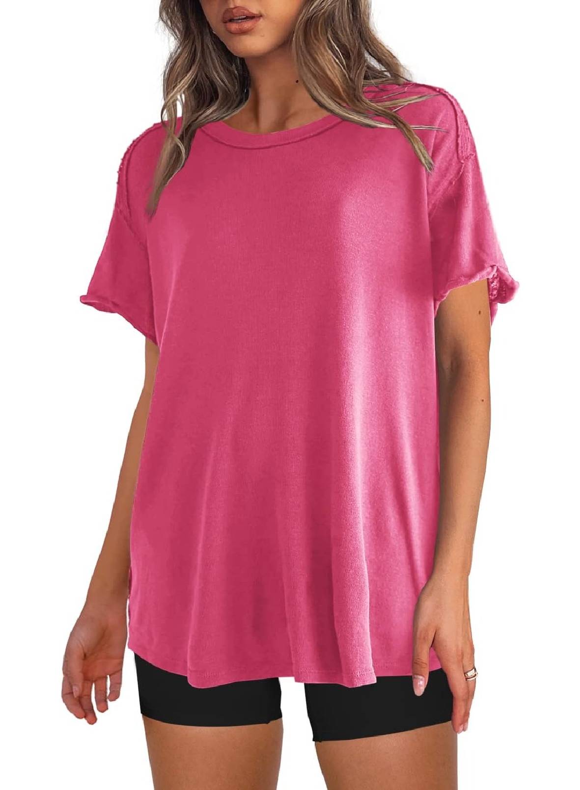 Womens Oversized Crewneck Short Sleeve T Shirts Tops