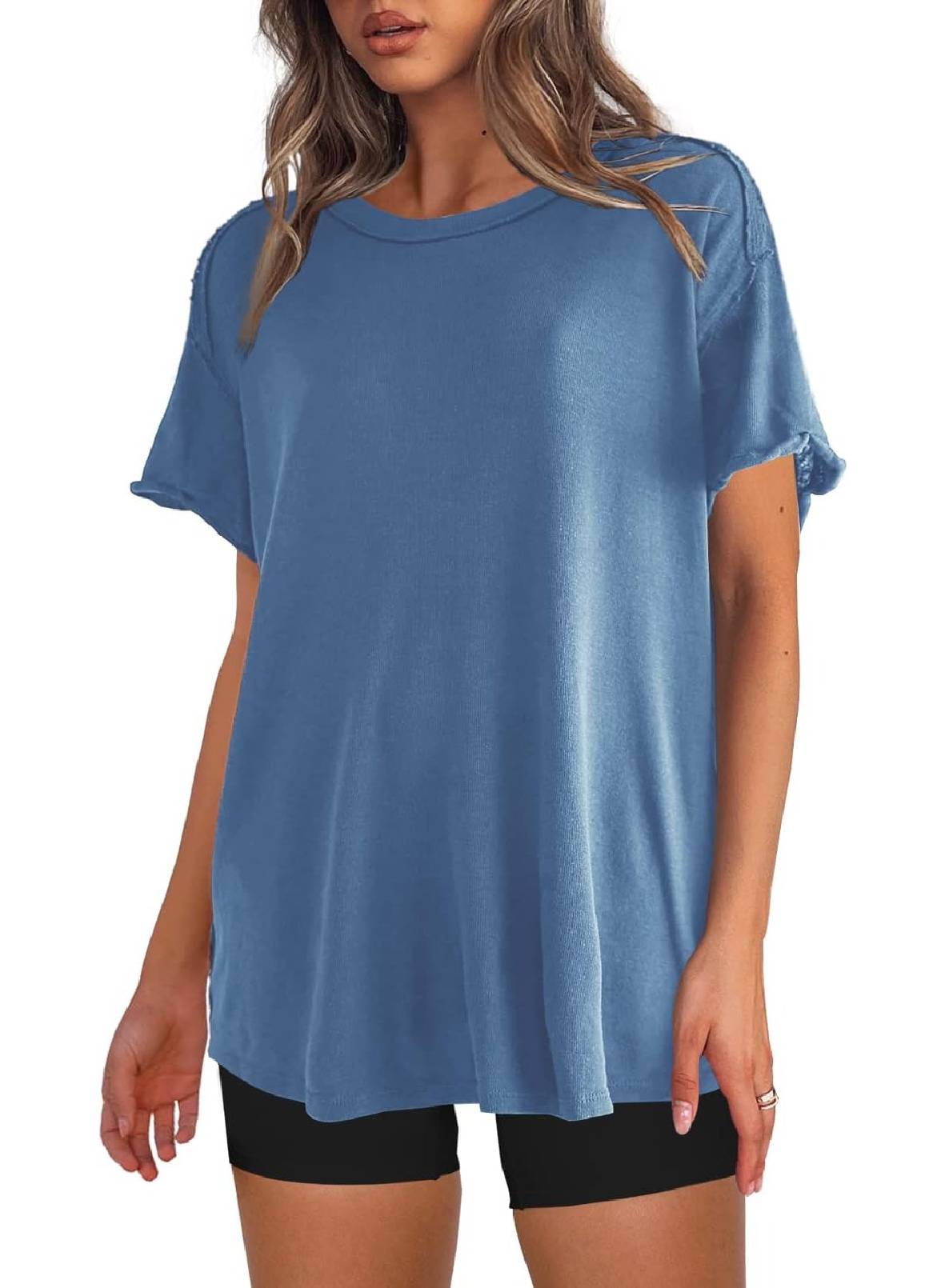 Womens Oversized Crewneck Short Sleeve T Shirts Tops