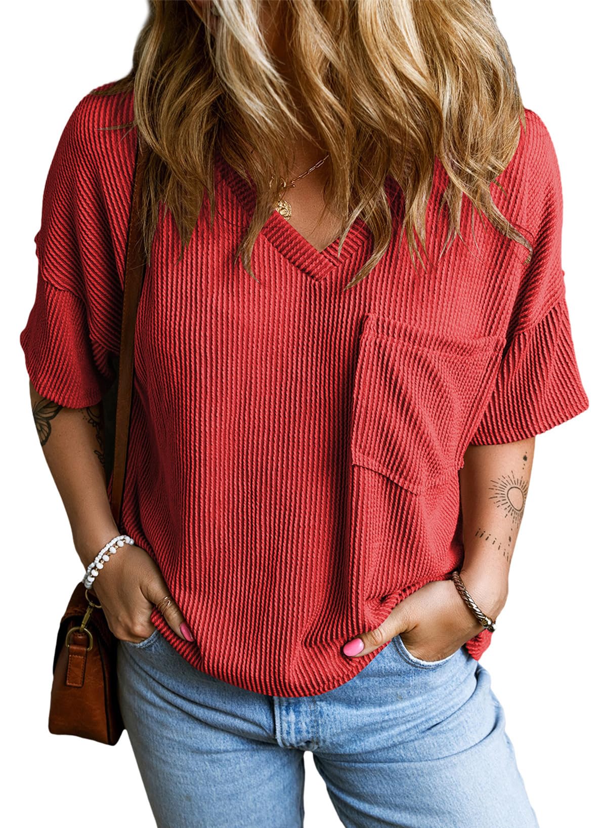 Womens Fashion Knitted Short Sleeve Shirts (Buy 2 Free Shipping)