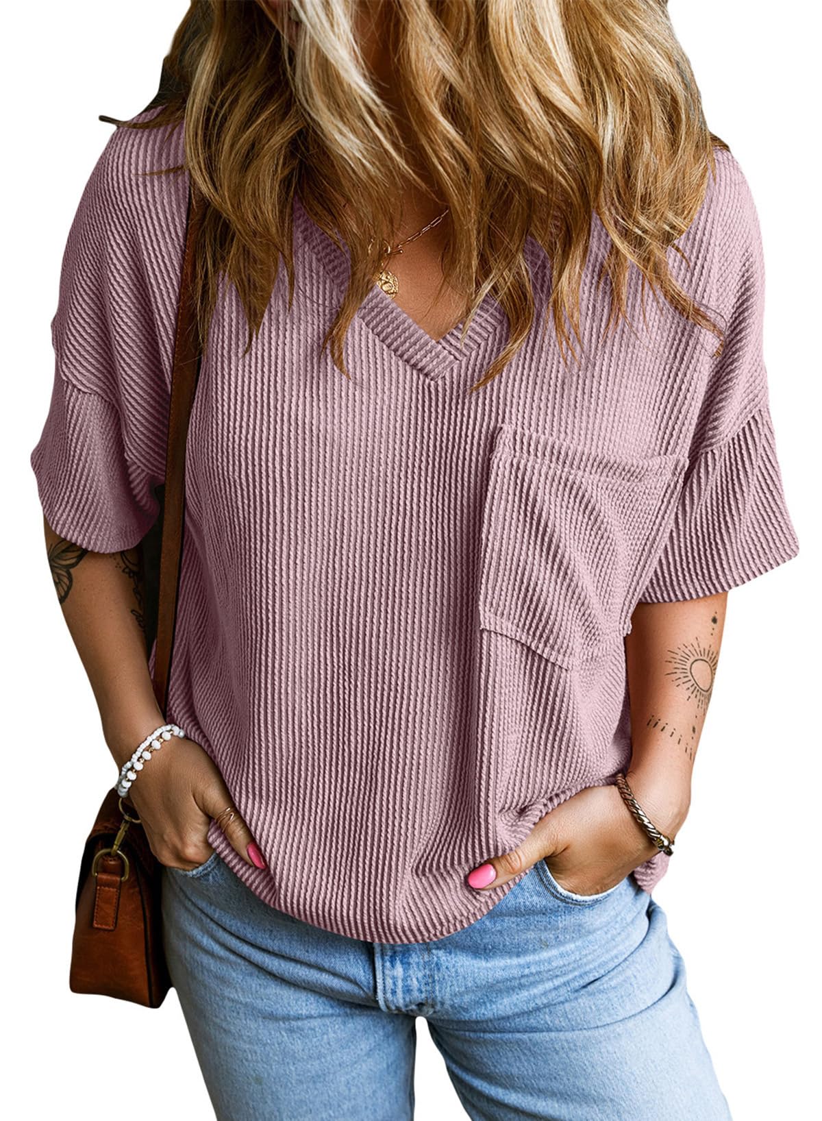 Womens Fashion Knitted Short Sleeve Shirts (Buy 2 Free Shipping)