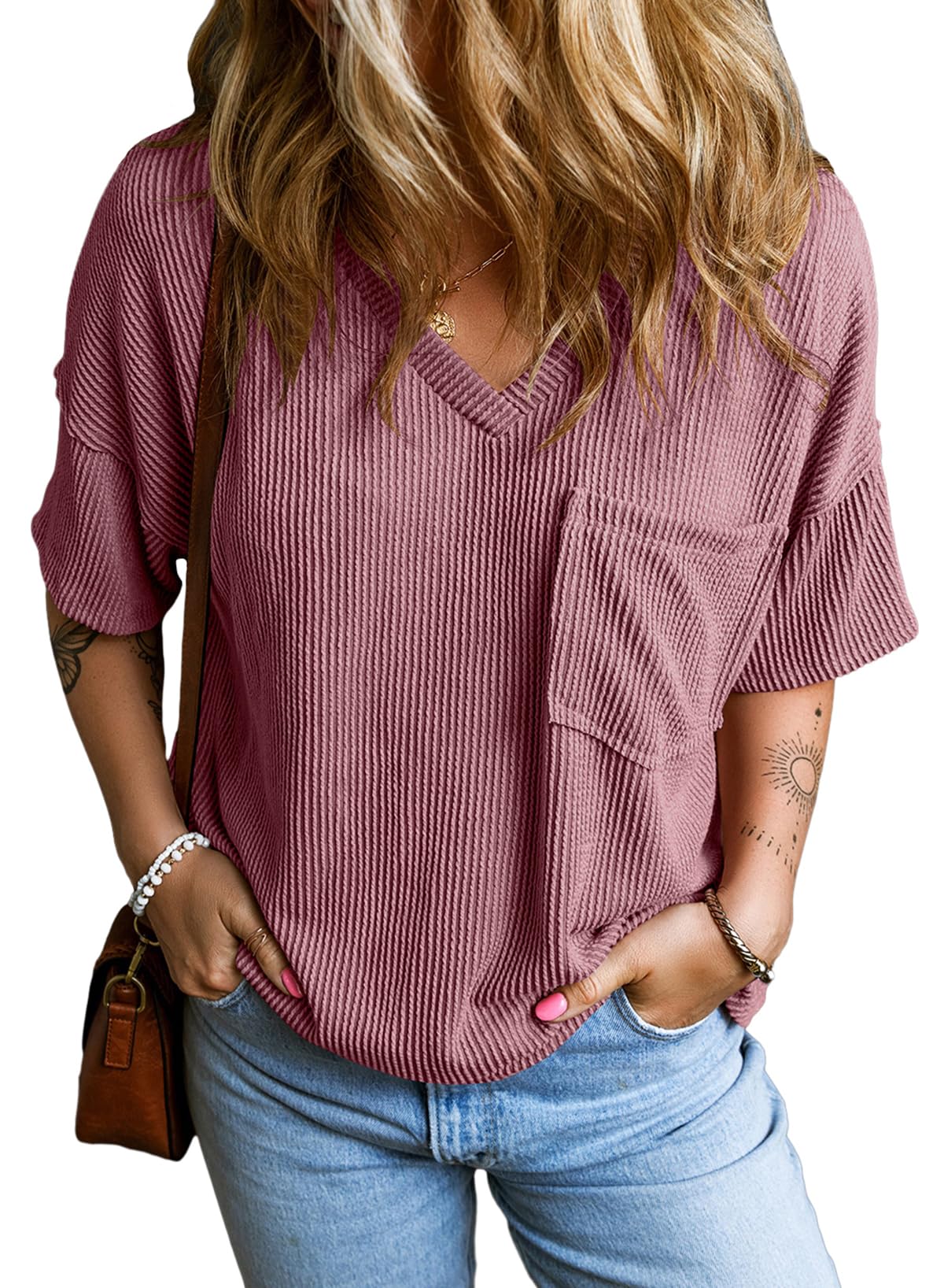 Womens Fashion Knitted Short Sleeve Shirts (Buy 2 Free Shipping)
