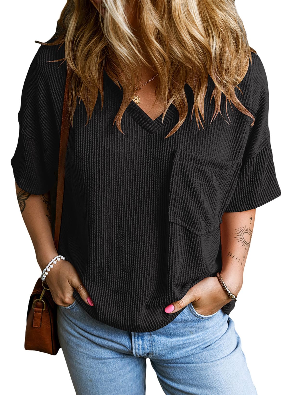 Womens Fashion Knitted Short Sleeve Shirts (Buy 2 Free Shipping)