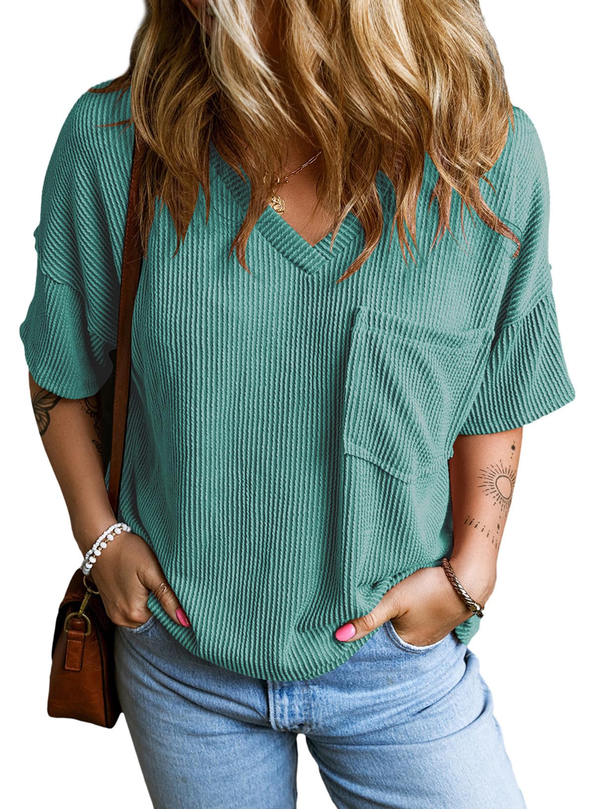Womens Fashion Knitted Short Sleeve Shirts (Buy 2 Free Shipping)