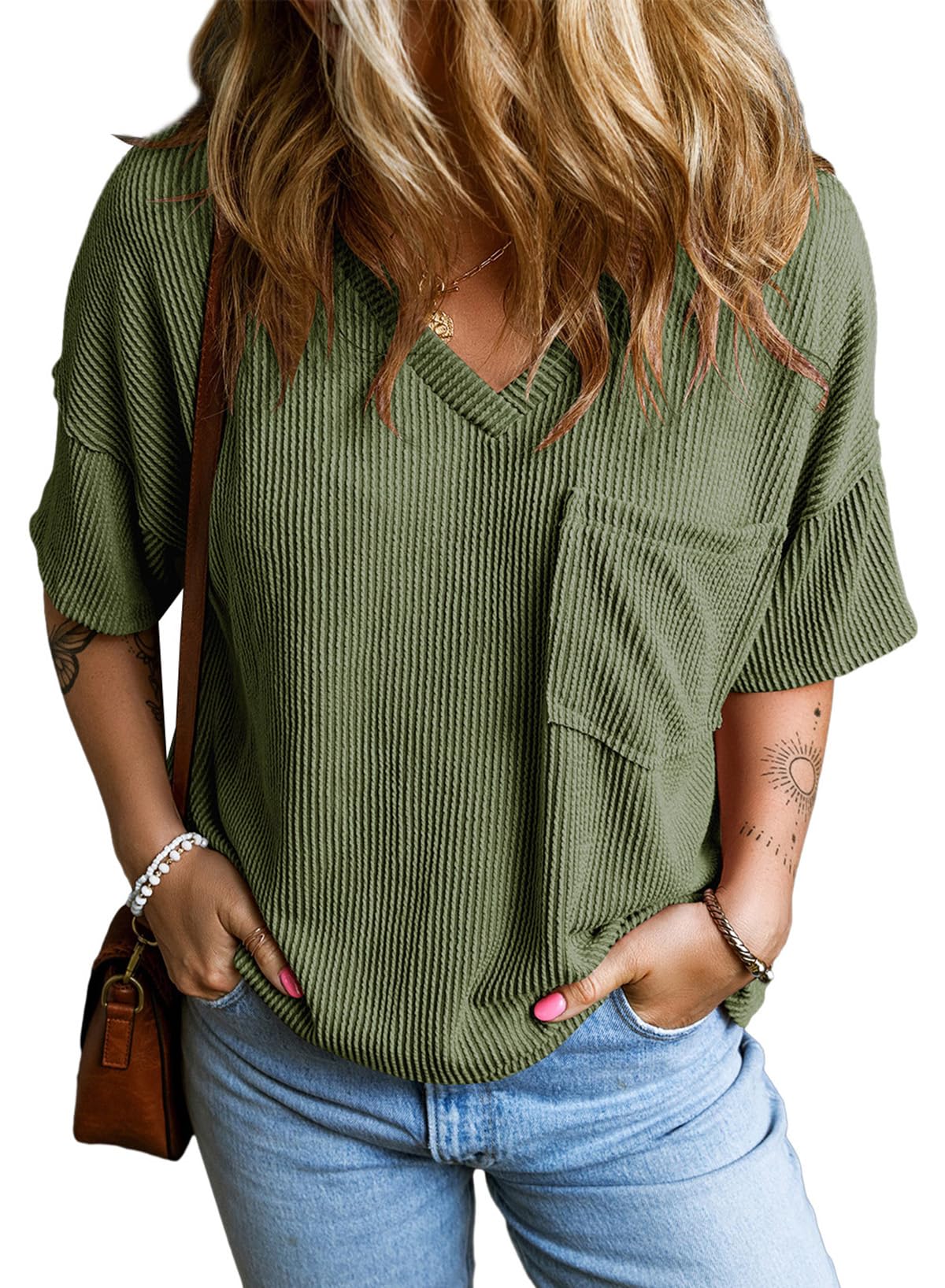 Womens Fashion Knitted Short Sleeve Shirts (Buy 2 Free Shipping)