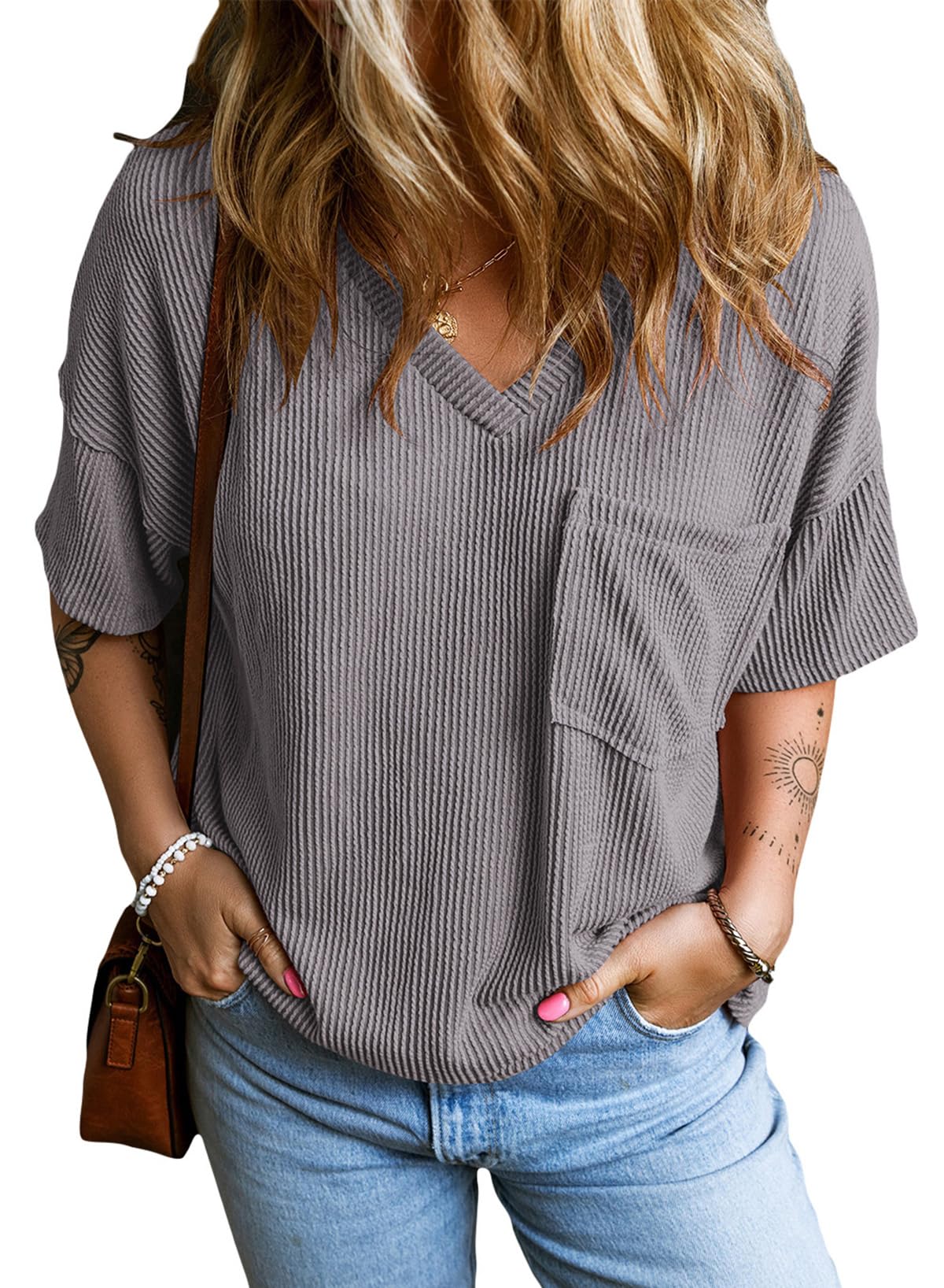 Womens Fashion Knitted Short Sleeve Shirts (Buy 2 Free Shipping)