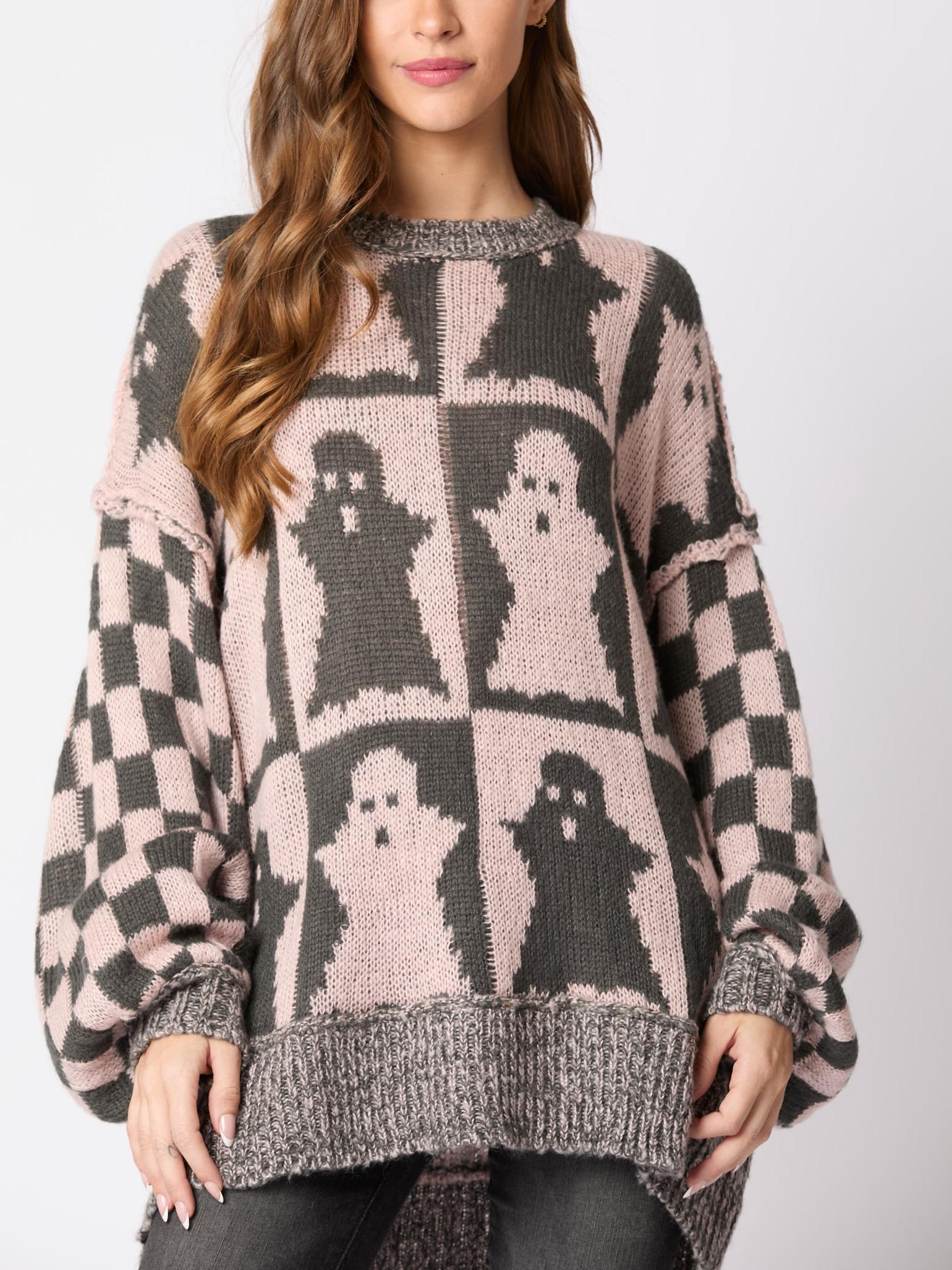  Halloween  Spooky Season Checkered Sweater🔥Buy 2 Free Shipping