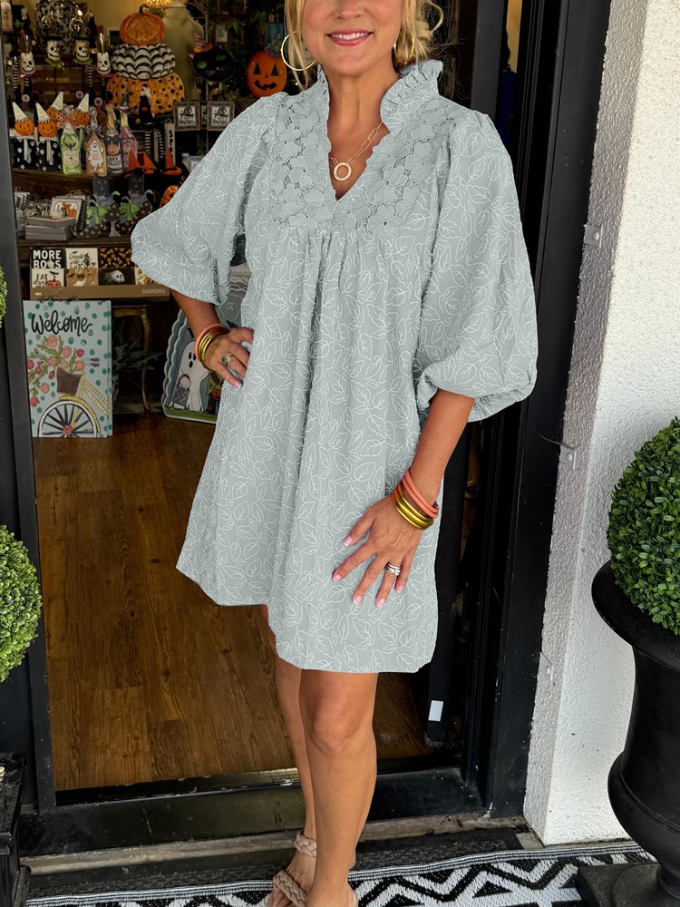 Women's Puff Sleeve Leaf Print Dress (Buy 2 Free Shipping)