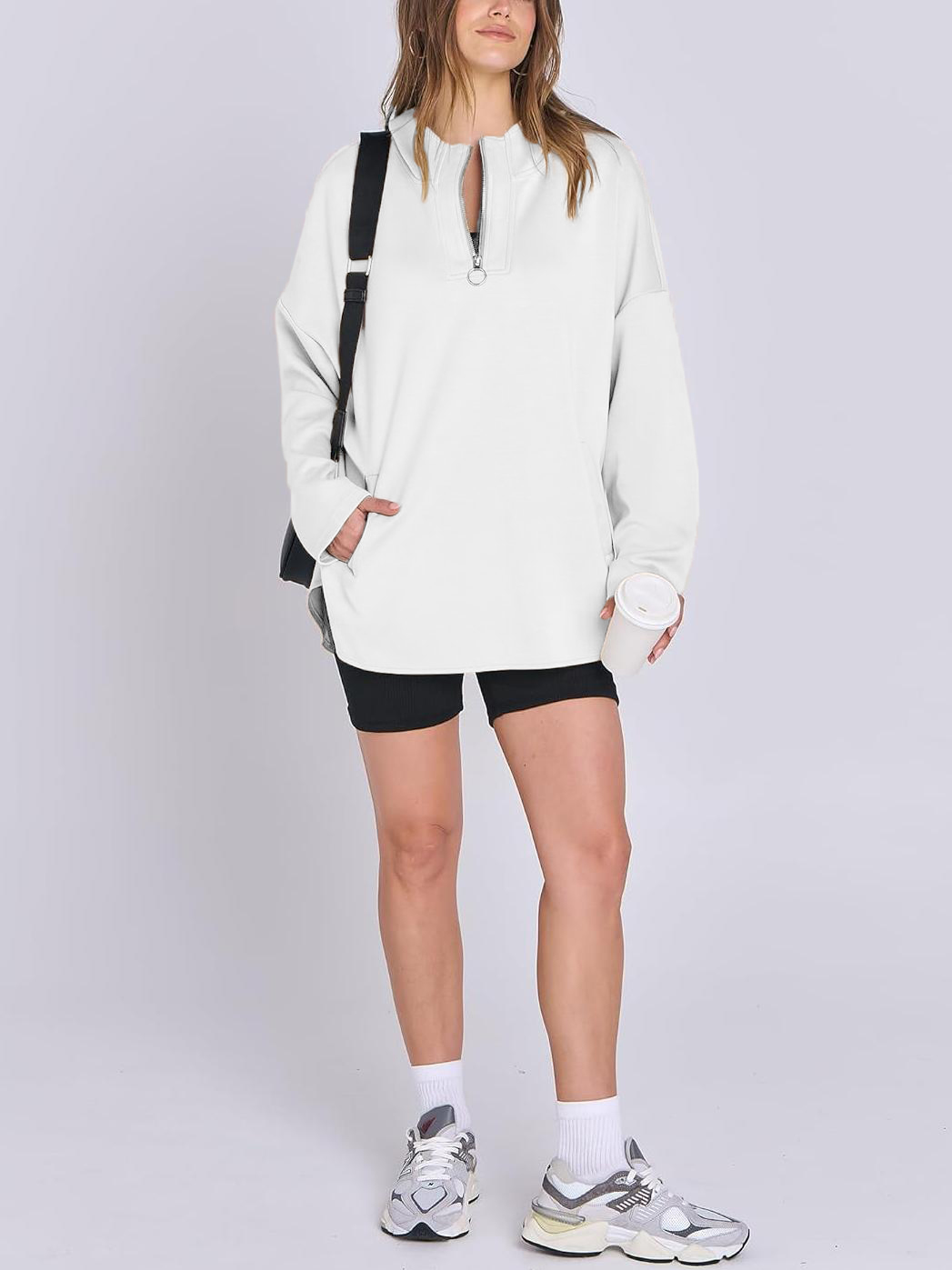 HOT SALE Women's Oversized Quarter Zip Hoodie