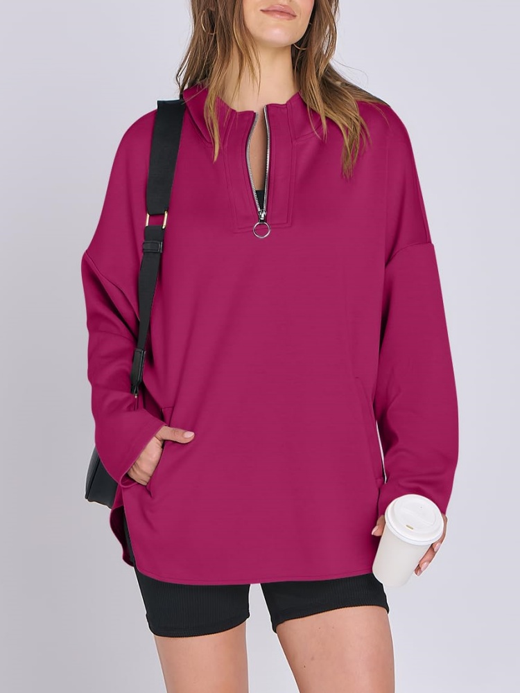 2024 Women's Oversized Hoodie Quarter Zip Sweatshirts