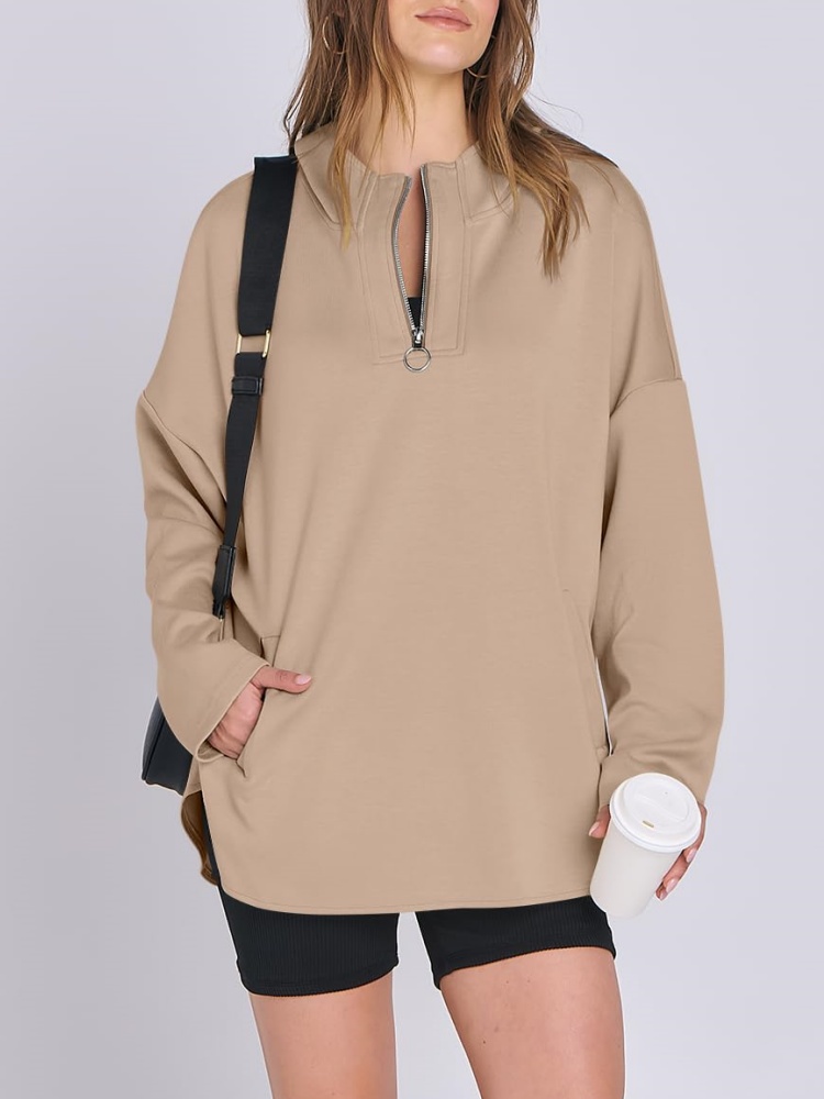 2024 Women's Oversized Hoodie Quarter Zip Sweatshirts