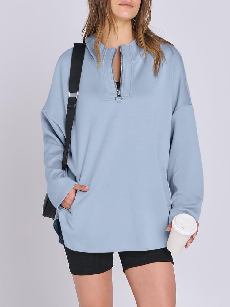 2024 Women's Oversized Hoodie Quarter Zip Sweatshirts