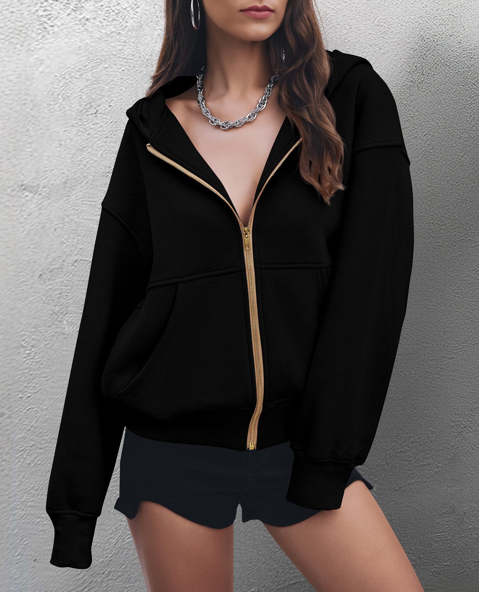 Womens Zip Up Hoodies Long Sleeve Sweatshirts Jacket With Pockets (Buy 2 Free Shipping)