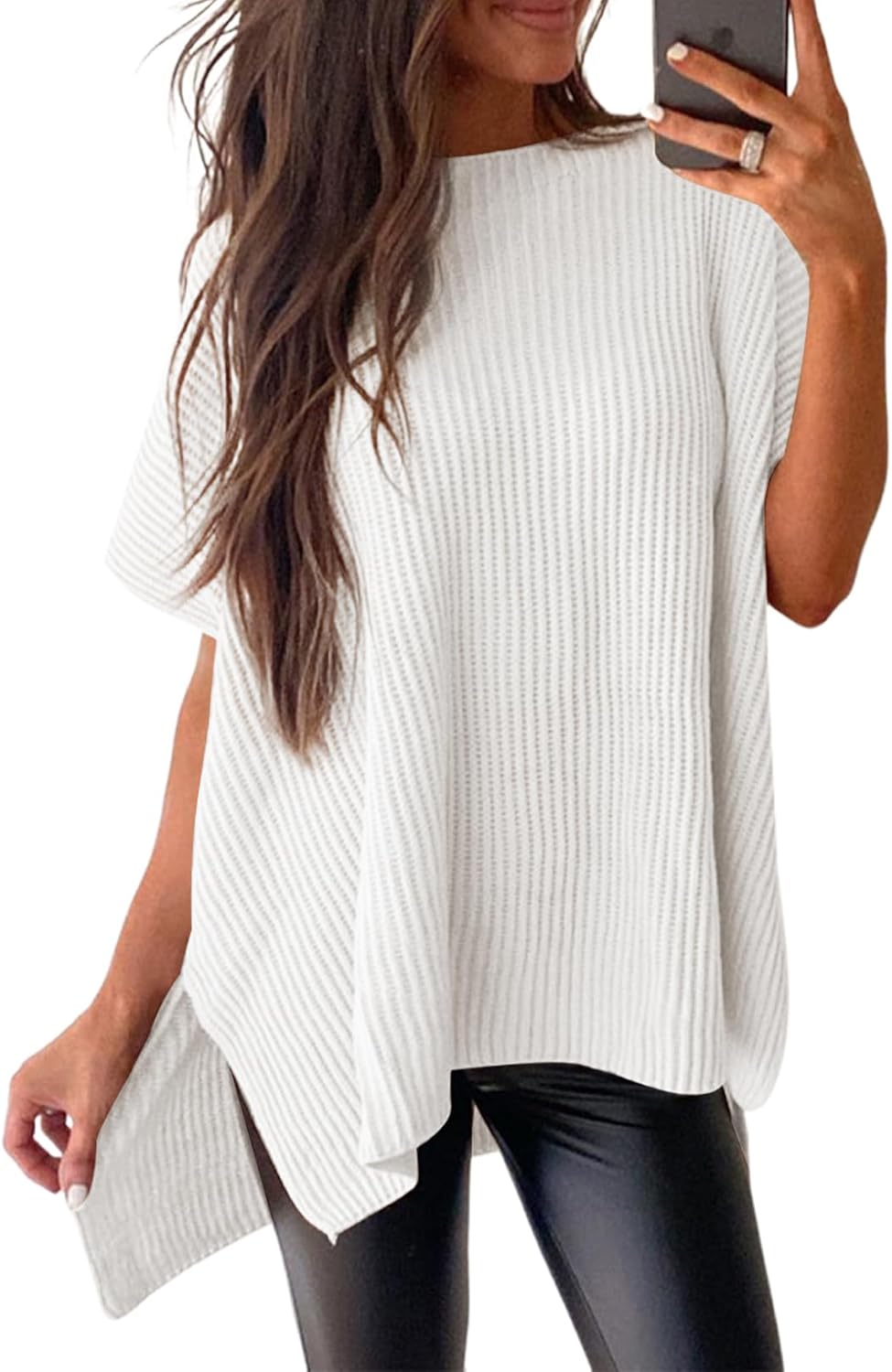 ⏰Hot Sale-Women's Lightweight Knit Batwing Short Sleeve Sweater (Buy 2 Free Shipping)