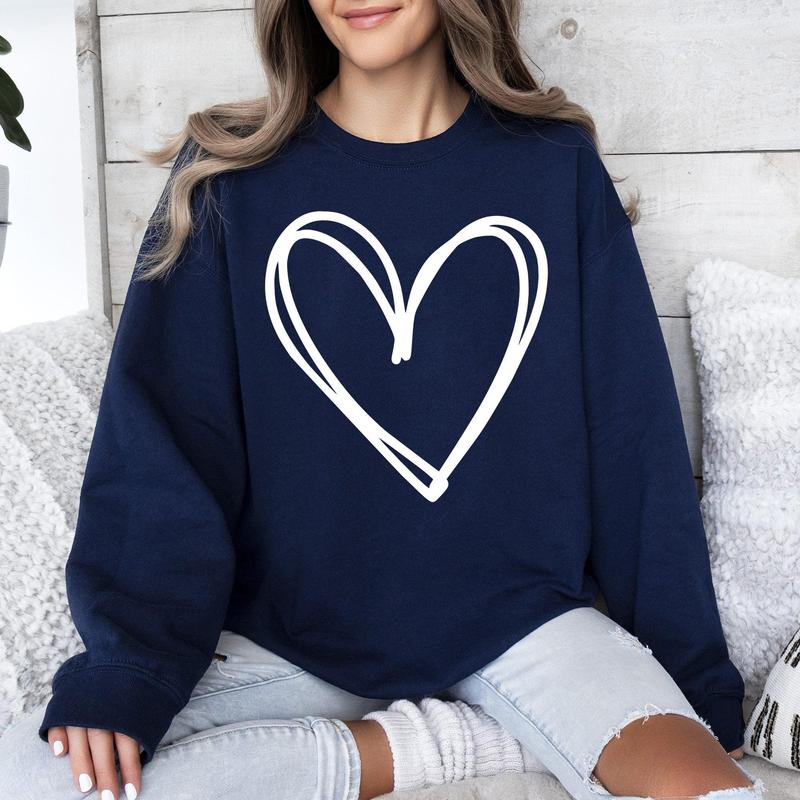 Double-Layered Heart Printed Valentines Sweatshirt