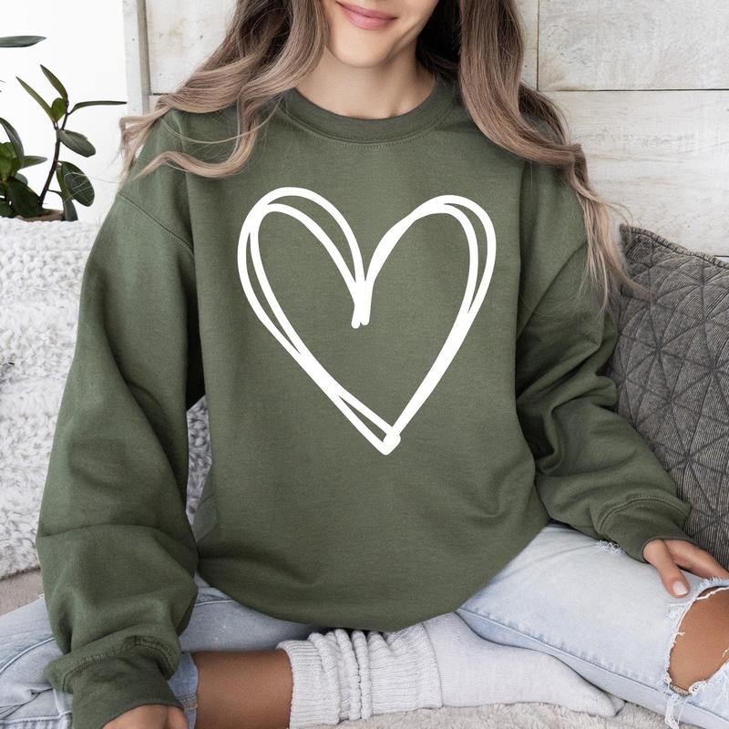 Double-Layered Heart Printed Valentines Sweatshirt