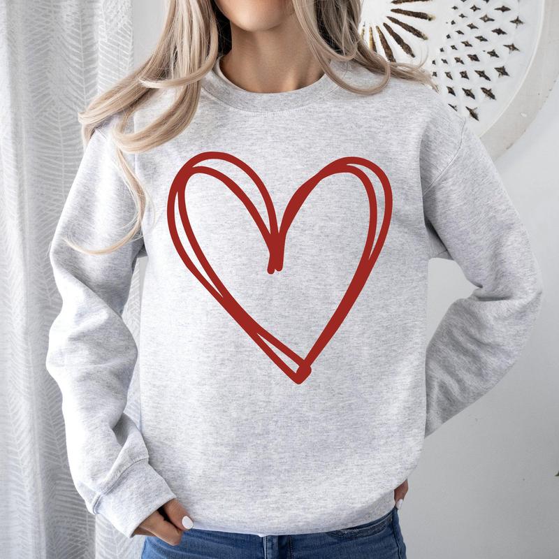 Double-Layered Heart Printed Valentines Sweatshirt