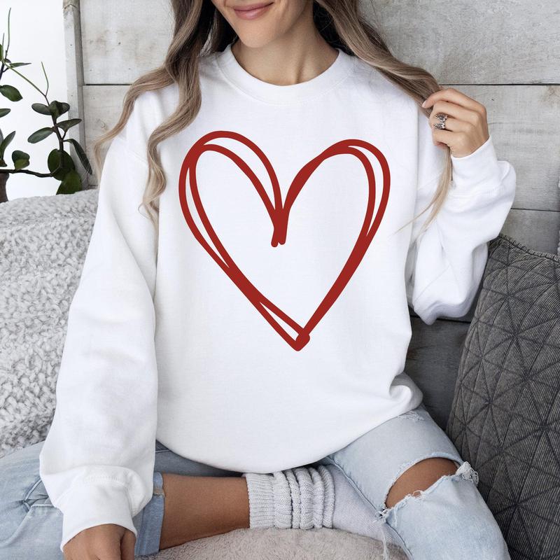 Double-Layered Heart Printed Valentines Sweatshirt