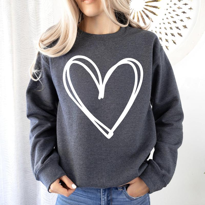 Double-Layered Heart Printed Valentines Sweatshirt