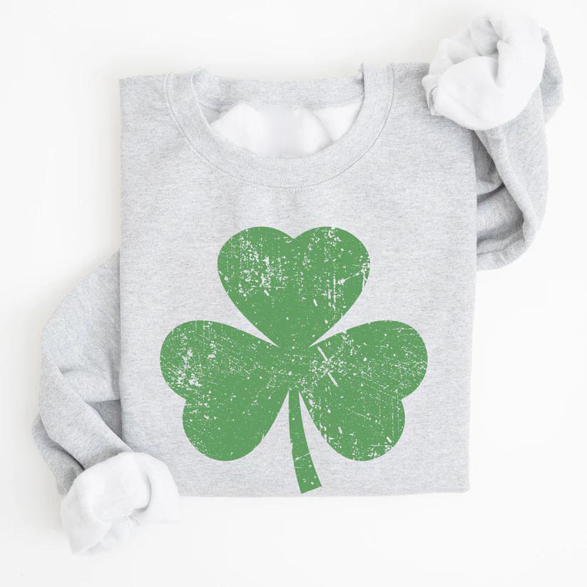 Distressed St Patrick Shamrock Print Sweatshirt