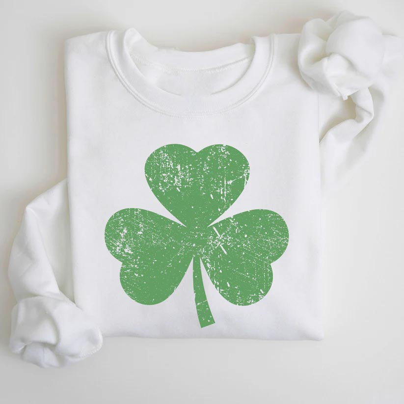 Distressed St Patrick Shamrock Print Sweatshirt