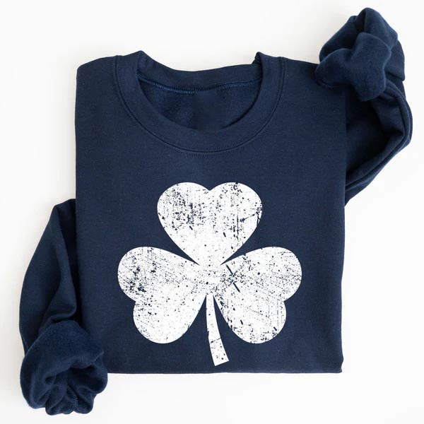 Distressed St Patrick Shamrock Print Sweatshirt