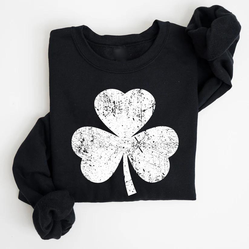 Distressed St Patrick Shamrock Print Sweatshirt