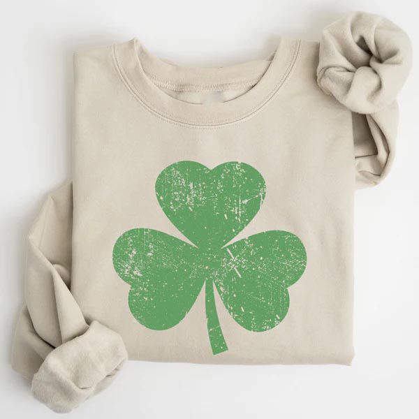 Distressed St Patrick Shamrock Print Sweatshirt