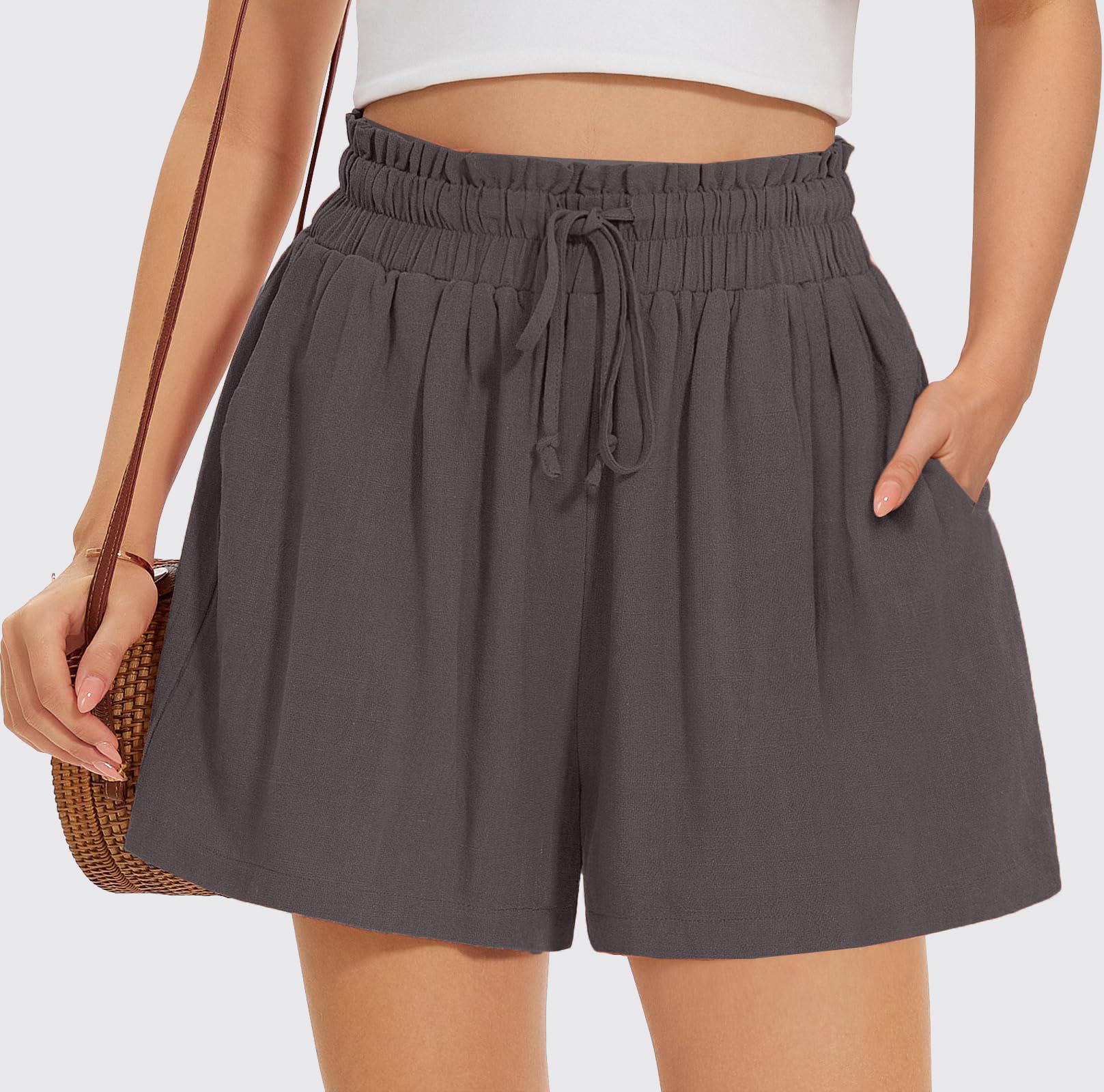 Womens Summe Casual Linen Short Pants with Pockets(Buy 3 Free Shipping)