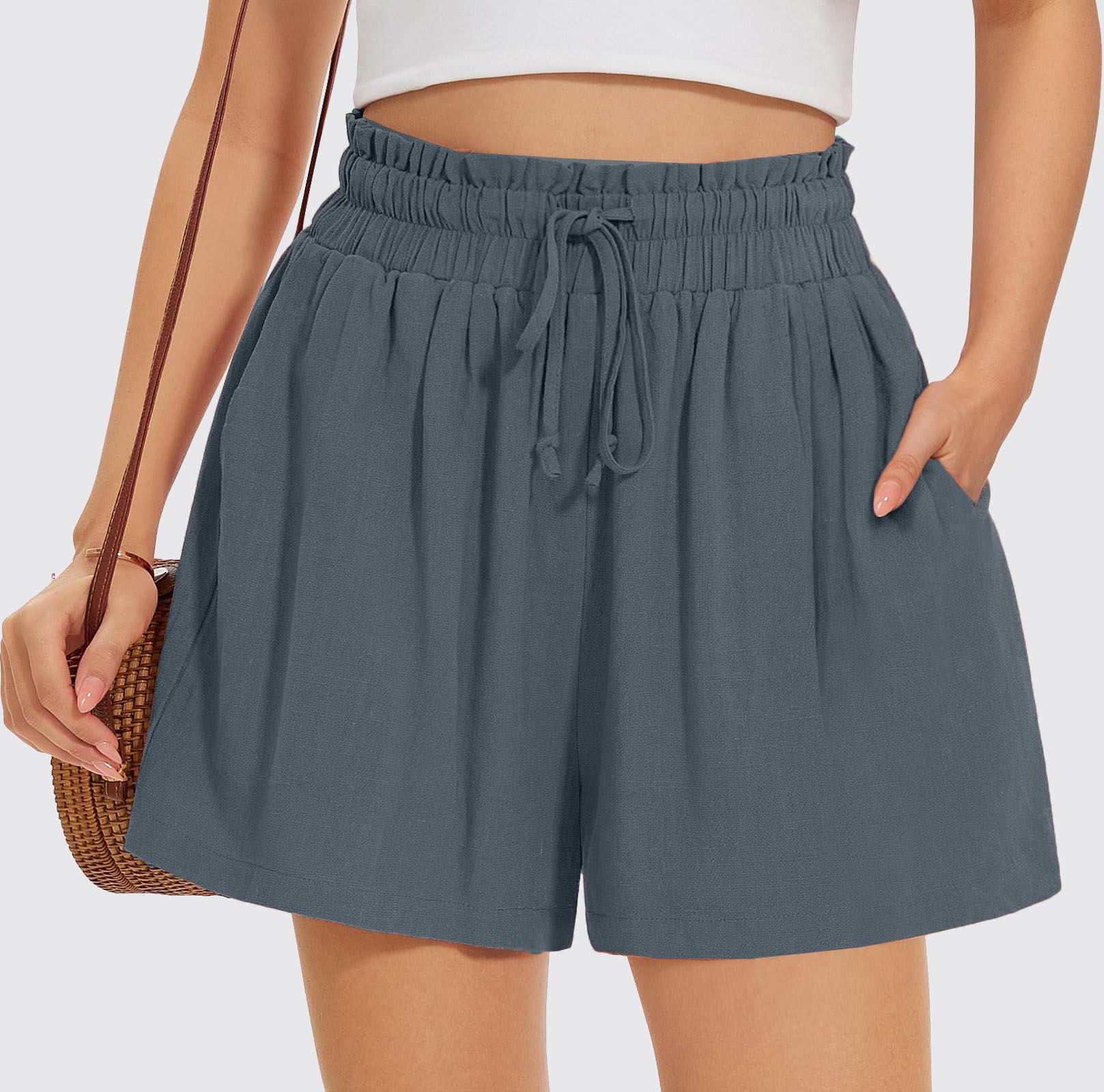 Womens Summe Casual Linen Short Pants with Pockets(Buy 3 Free Shipping)