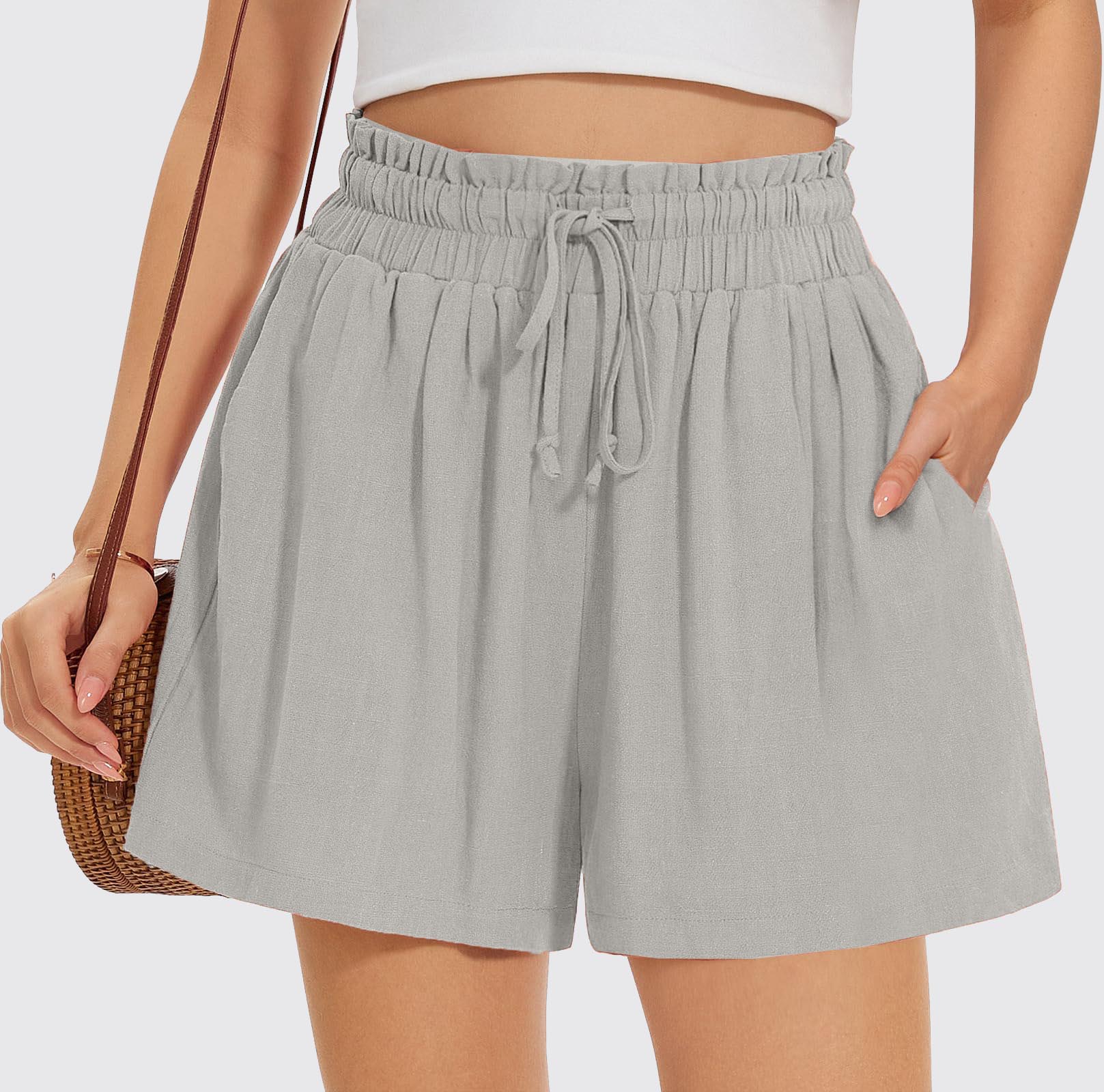 Womens Summe Casual Linen Short Pants with Pockets(Buy 3 Free Shipping)