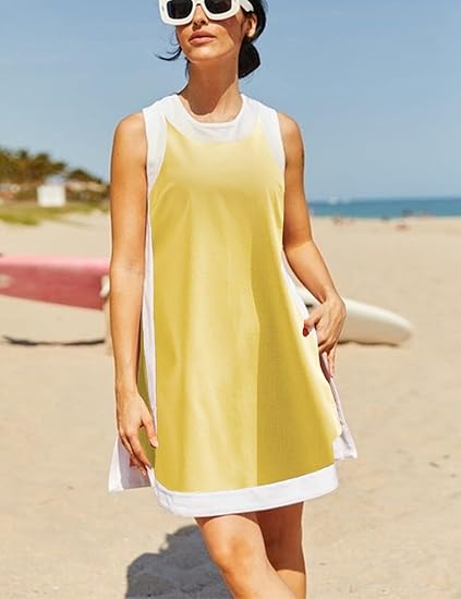 🎀Women's Casual Color Block Sleeveless Tops Matching Shorts with Pockets Set 