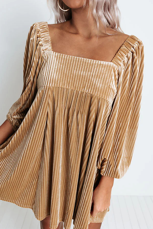 Womens Solid Color Elegant Velvet Babydoll Holiday Dress (BUY 2 FREE SHIPPING)