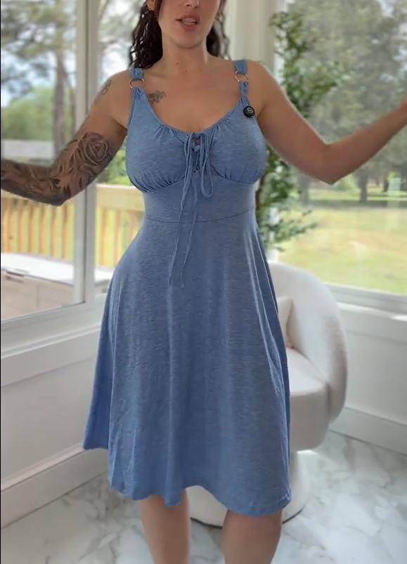 Women'S Casual A-Line Metallic Corduroy Dress with Grommets