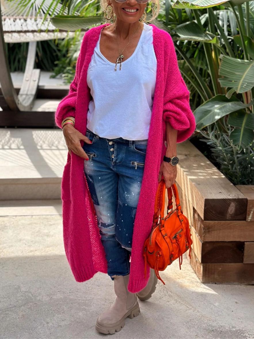 Letter Dropped Shoulder Long Sleeve Cardigan