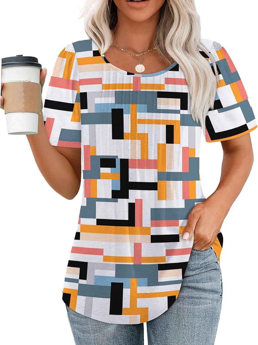 Limited time sale🔥Women Summer Pleated Short Sleeve Tunic Blouses Tops(Buy 3 Free Shipping)