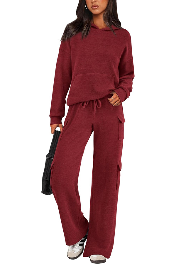 Women's Casual Hooded Sweatshirt Pocket Pants 2 Piece Set