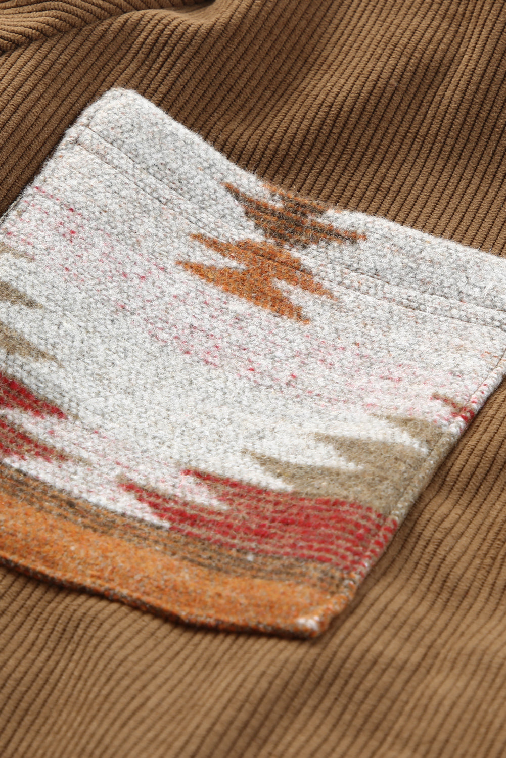 Women's Western Geometric Print Collared Button Front Corduroy Coat