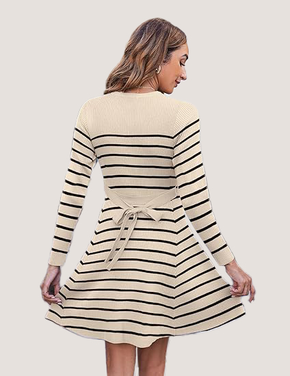 Women's Fall Winter Casual Dress Crewneck Long Sleeve A-Line Sweater (BUY 2 FREE SHIPPING!!!)
