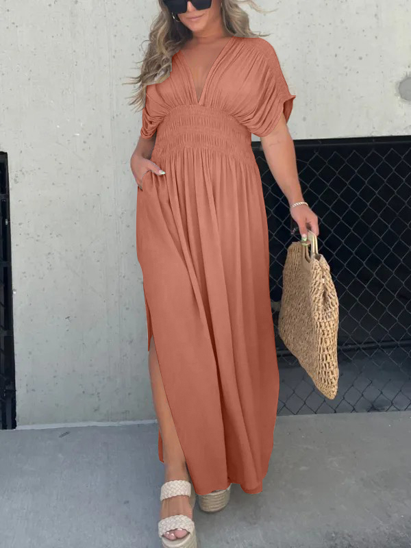 🔥New🔥Plunging Batwing Maxi Dress🧡 (BUY 2 FREE SHIPPING)-hivebabe.com