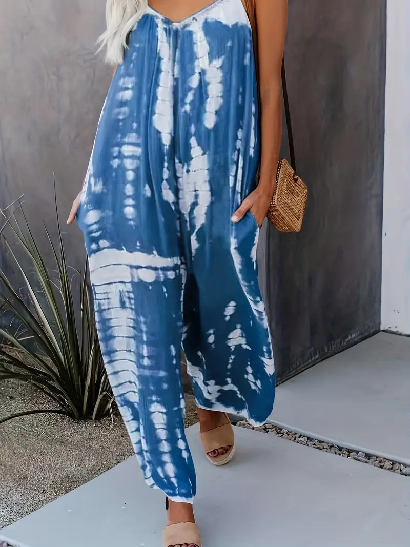 2025 Hot Sale Women's Casual Tie-Dye Cami Wide Leg Jumpsuit(buy 2 free shipping)