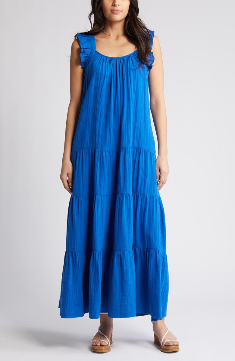 Ruffle Tiered Cotton Maxi Dress