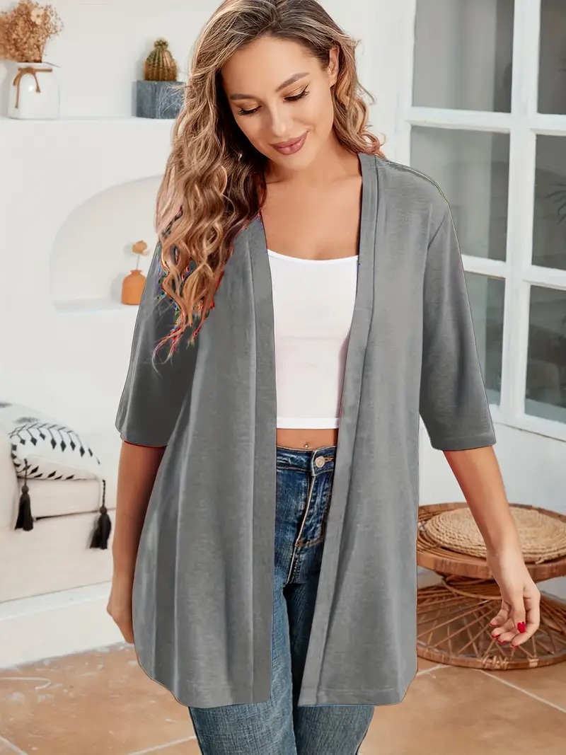 Women's Oversized Half Sleeve Open Front Cardigan