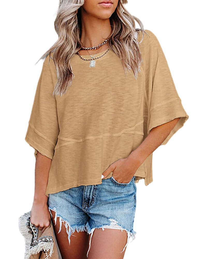 2025 New Women's Summer Casual Crewneck Batwing Half Sleeve Tee(BUY 3 FREE SHIPPING!!!)