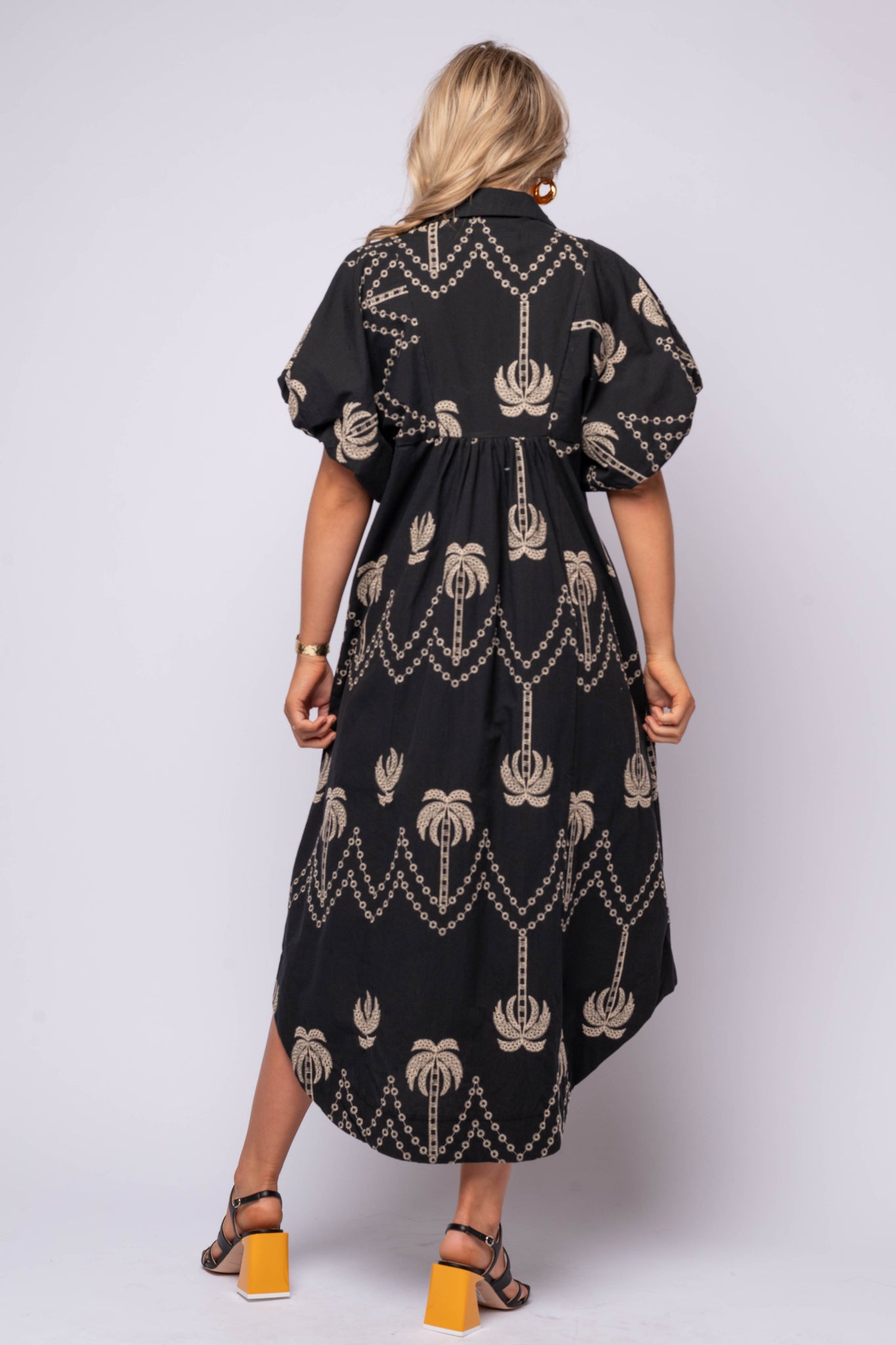 Oversized Textured V-Neck Palm Tree Print Dress (Buy 2 Free Shipping)