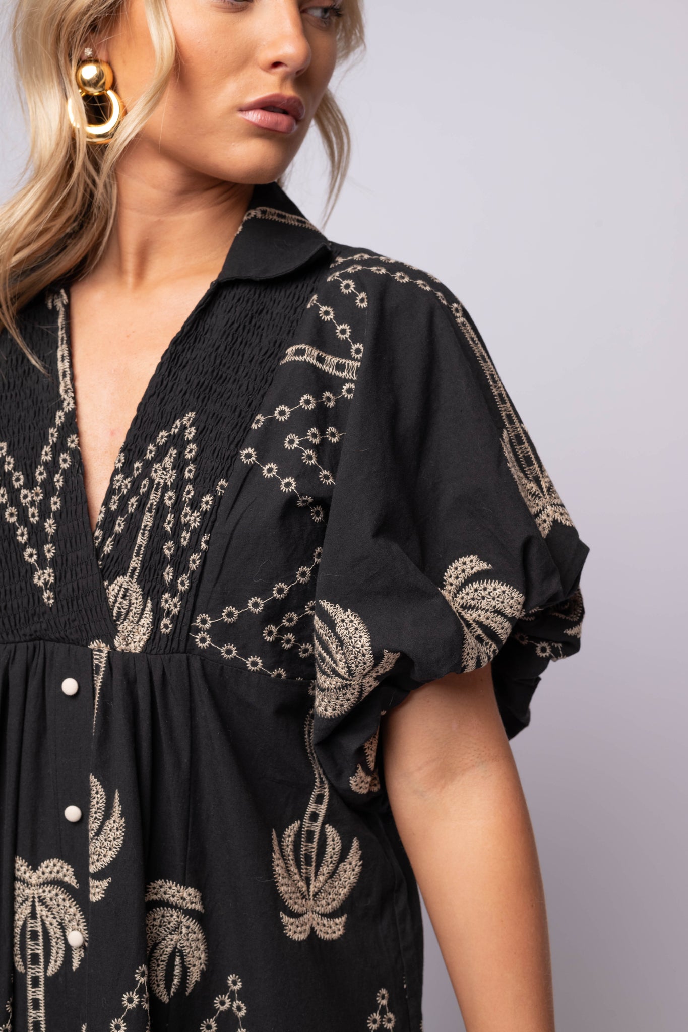 Oversized Textured V-Neck Palm Tree Print Dress (Buy 2 Free Shipping)